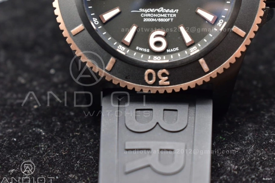 Rubber Bezel Dial Superocean 1:1 Automatic Black Best A2824 44 on Black Edition Black Strap TF 0406